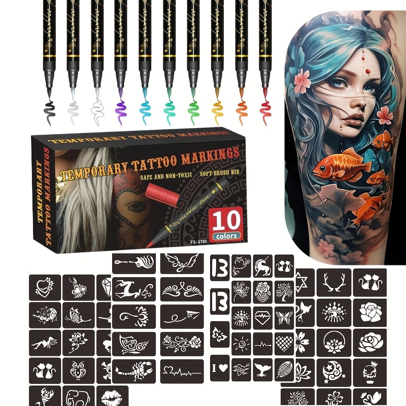 Metallic Paint Set - Set Spidol Tato Temporer 10 Warna