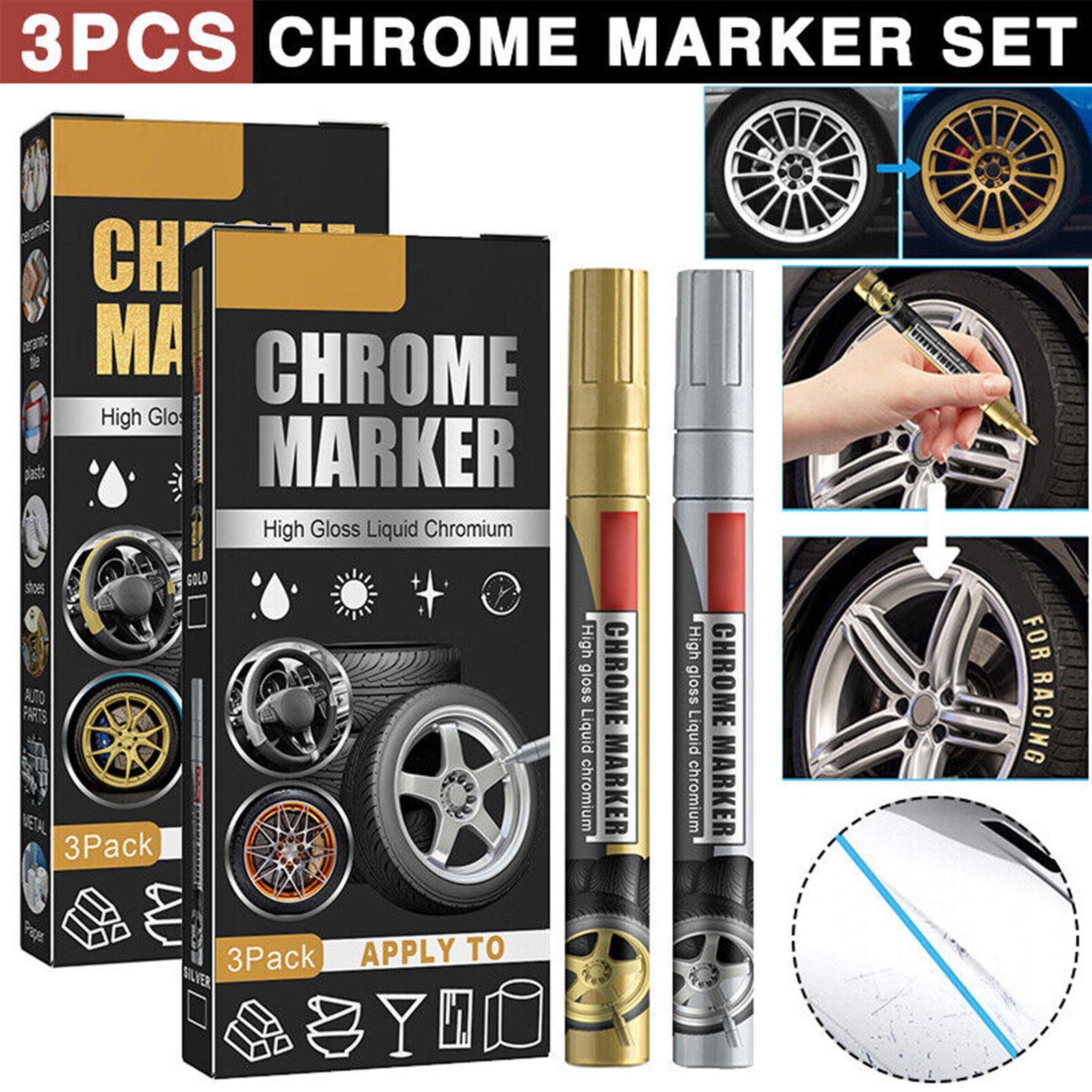 Metallic Paint Set - 3 Buah/Set Pena Spidol Krom Mobil
